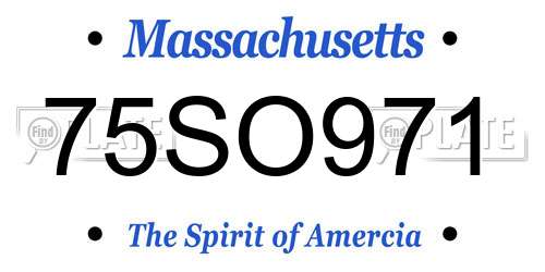 75SO971 Massachusetts License Plate