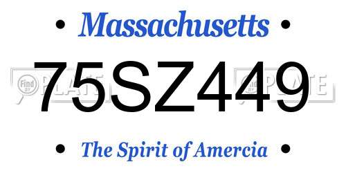 75SZ449 Massachusetts License Plate