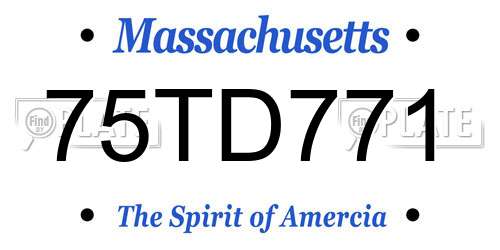 75TD771 Massachusetts License Plate