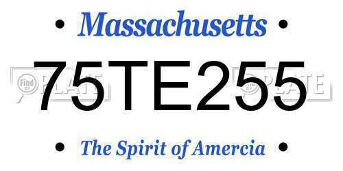 75TE255 Massachusetts License Plate