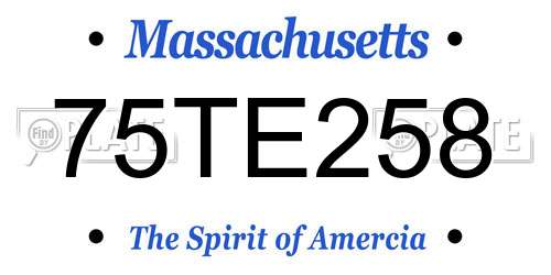 75TE258 Massachusetts License Plate