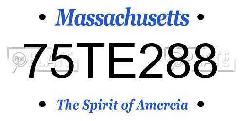 75TE288 Massachusetts License Plate