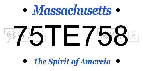 75TE758 Massachusetts License Plate