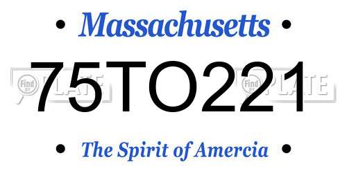 75TO221 Massachusetts License Plate