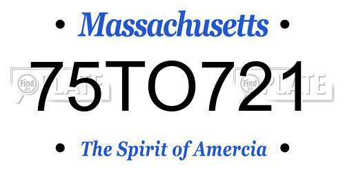 75TO721 Massachusetts License Plate