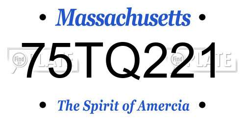 75TQ221 Massachusetts License Plate