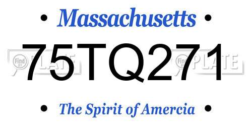75TQ271 Massachusetts License Plate