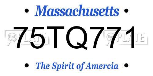 75TQ771 Massachusetts License Plate