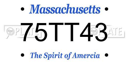 75TT43 Massachusetts License Plate