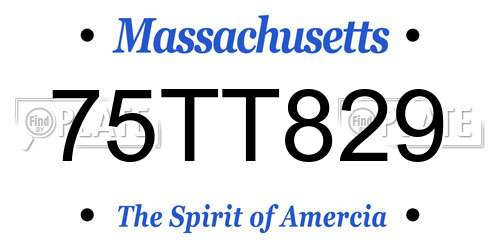 75TT829 Massachusetts License Plate