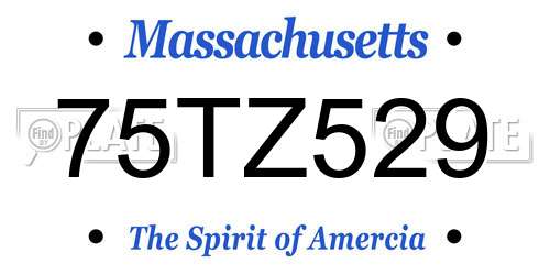 75TZ529 Massachusetts License Plate