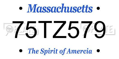 75TZ579 Massachusetts License Plate