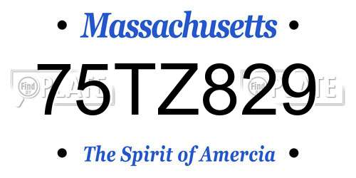 75TZ829 Massachusetts License Plate
