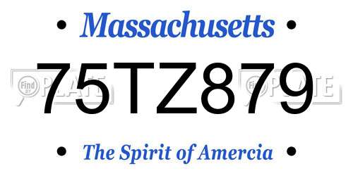 75TZ879 Massachusetts License Plate