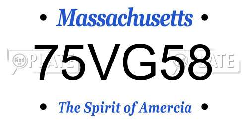 75VG58 Massachusetts License Plate