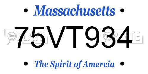 75VT934 Massachusetts License Plate