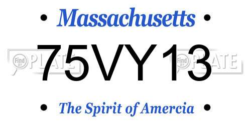 75VY13 Massachusetts License Plate