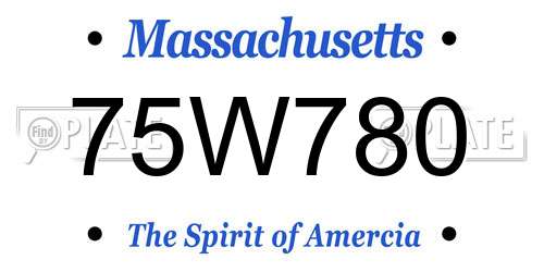 75W780 Massachusetts License Plate