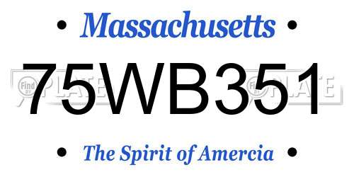 75WB351 Massachusetts License Plate