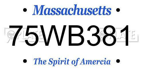 75WB381 Massachusetts License Plate