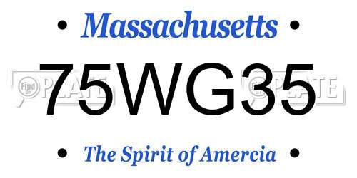 75WG35 Massachusetts License Plate