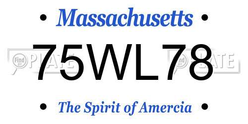 75WL78 Massachusetts License Plate