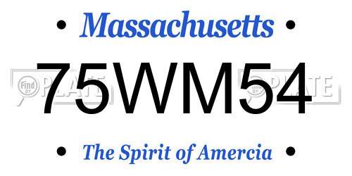 75WM54 Massachusetts License Plate