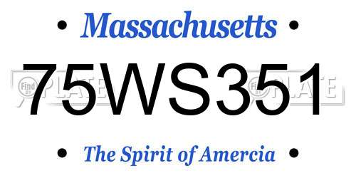 75WS351 Massachusetts License Plate