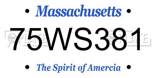 75WS381 Massachusetts License Plate