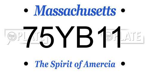 75YB11 Massachusetts License Plate