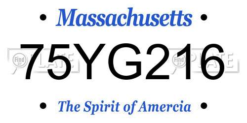 75YG216 Massachusetts License Plate