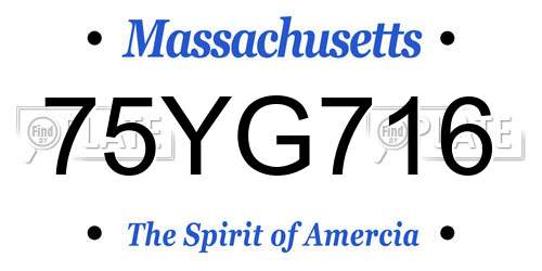 75YG716 Massachusetts License Plate