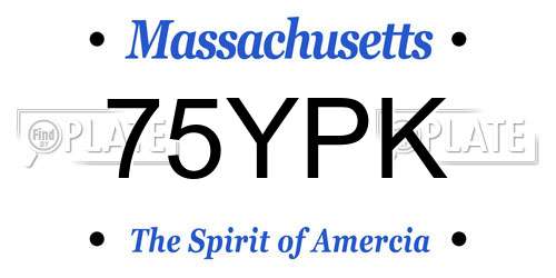 75YPK Massachusetts License Plate