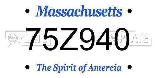 75Z940 Massachusetts License Plate