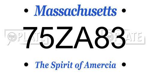 75ZA83 Massachusetts License Plate