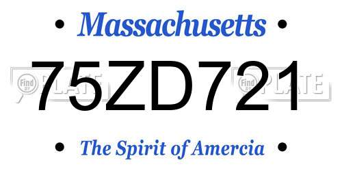 75ZD721 Massachusetts License Plate