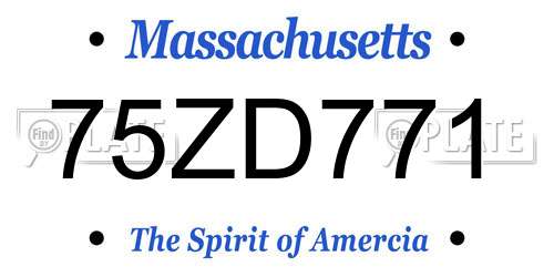 75ZD771 Massachusetts License Plate