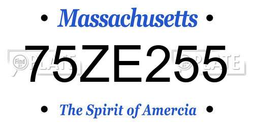 75ZE255 Massachusetts License Plate