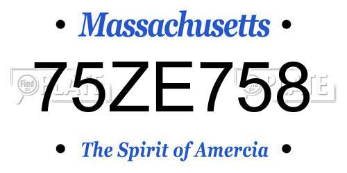 75ZE758 Massachusetts License Plate