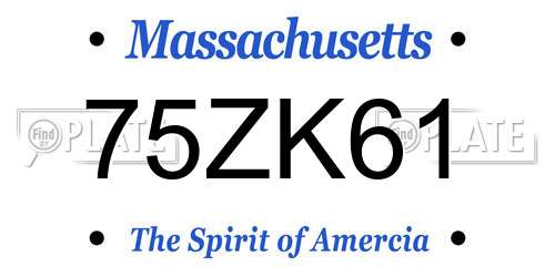 75ZK61 Massachusetts License Plate