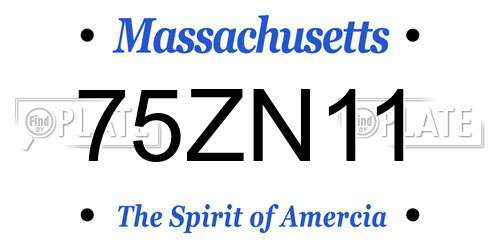 75ZN11 Massachusetts License Plate