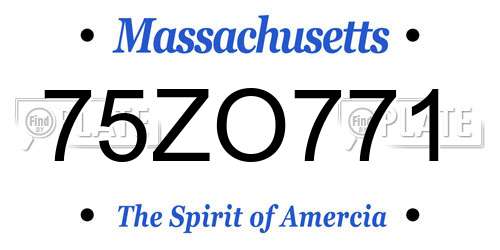 75ZO771 Massachusetts License Plate