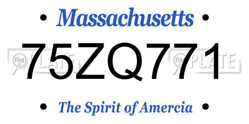 75ZQ771 Massachusetts License Plate