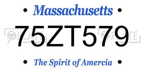 75ZT579 Massachusetts License Plate