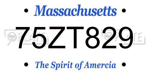 75ZT829 Massachusetts License Plate