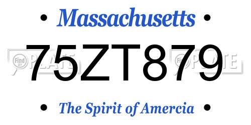 75ZT879 Massachusetts License Plate