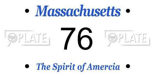76 Massachusetts License Plate