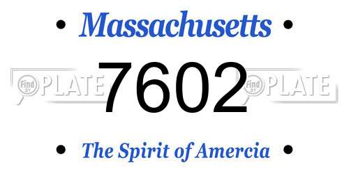 7602 Massachusetts License Plate