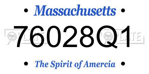 76028Q1 Massachusetts License Plate