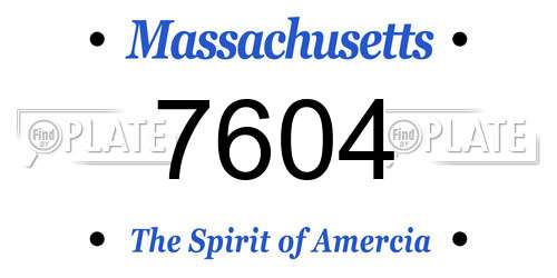 7604 Massachusetts License Plate